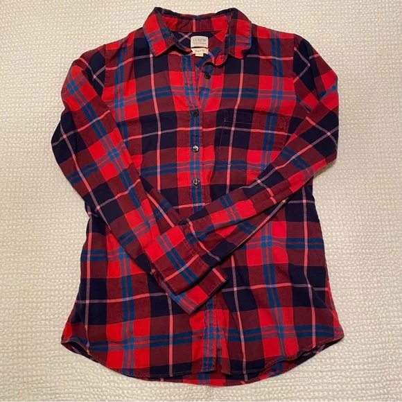 J. Crew | red and blue plaid button down - Picture 2 of 4